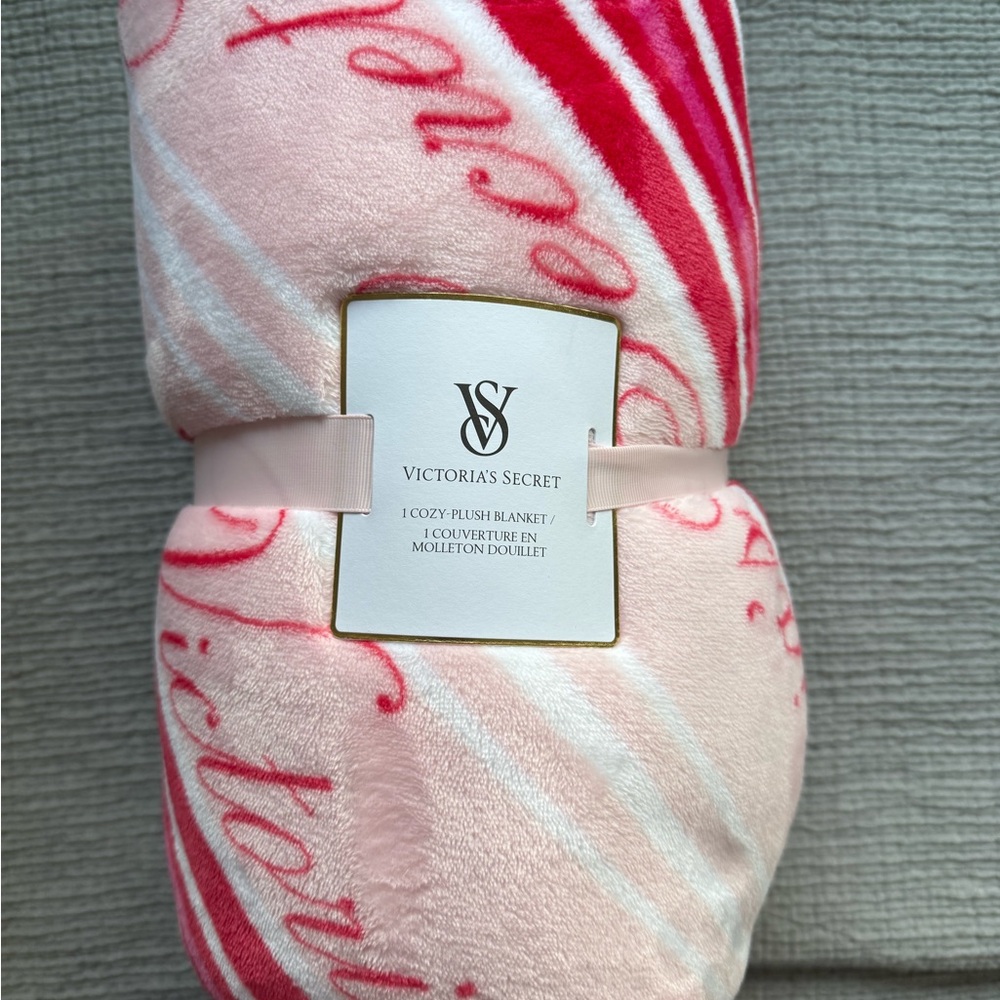 Victoria's Secret Pink and Red Plush Blanket
